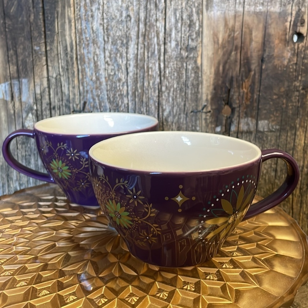 Starbucks |Holiday| 2006 | Gold & Eggplant Purple | Star| Coffee | 12 oz Cup Set - Picture 2 of 16